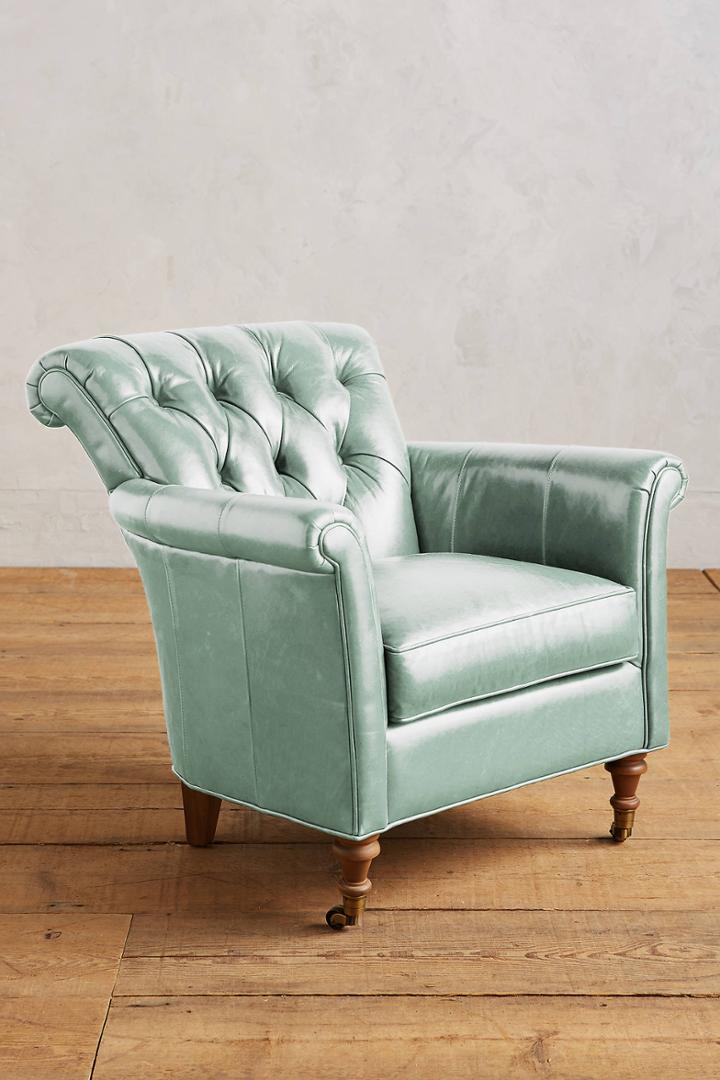Anthropologie Premium Leather Gwinnette Chair