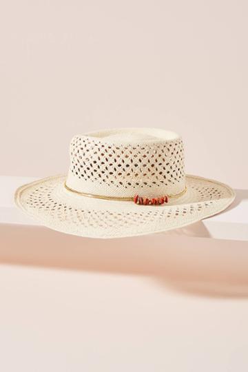 Van Palma Beaded Straw Boater Hat