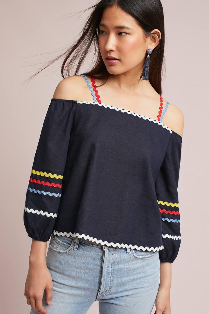 Maeve Zig Zag Open-shoulder Top