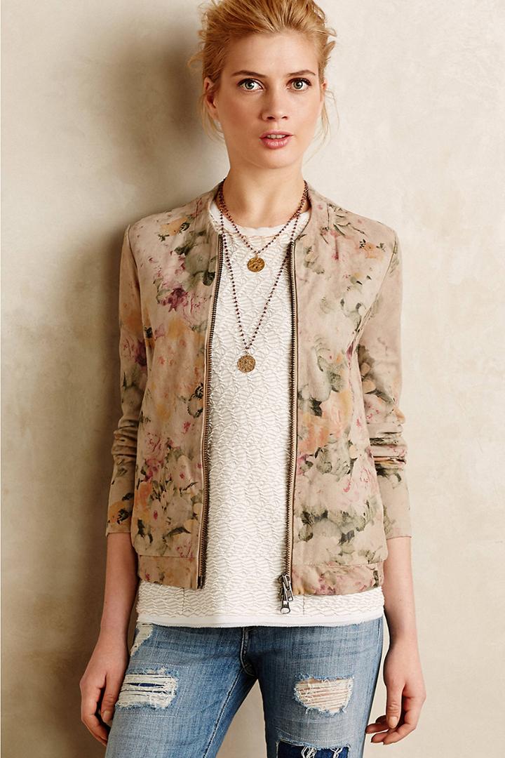 Muubaa Foiled Flora Suede Bomber