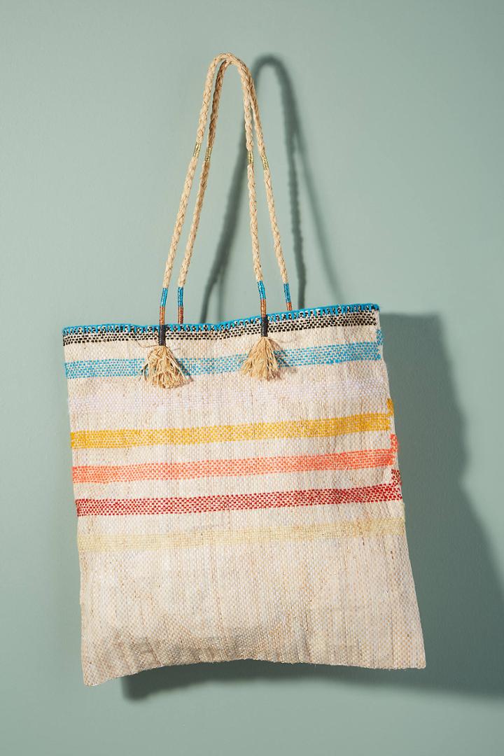 En Shalla Preppy-striped Tote