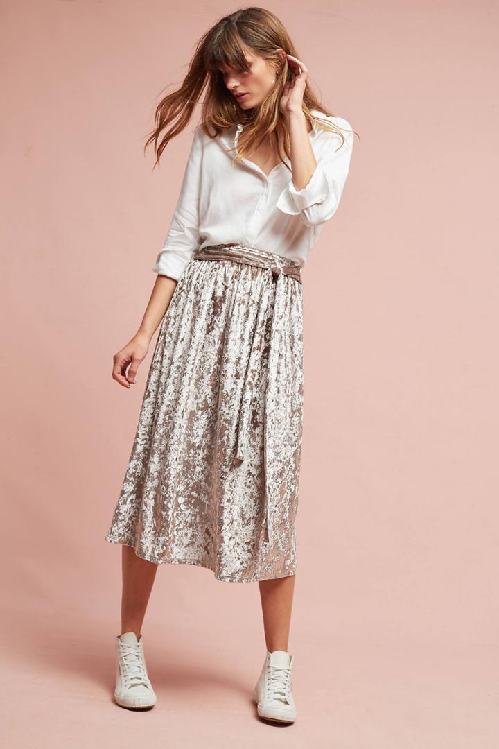 Seen Worn Kept Velvet Tie-waist Midi Skirt