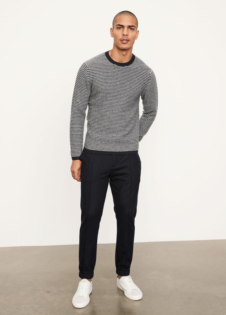 Vince Plush Cashmere Stripe Long Sleeve Crew