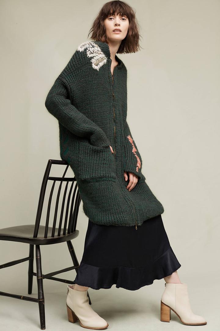 Of Handmade Embroidered Serpentine Sweater Coat