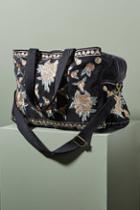 Anthropologie Floral Velvet Weekender Bag