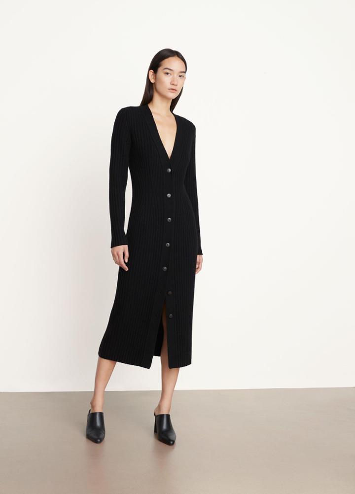 Vince Ribbed Button Down Dress