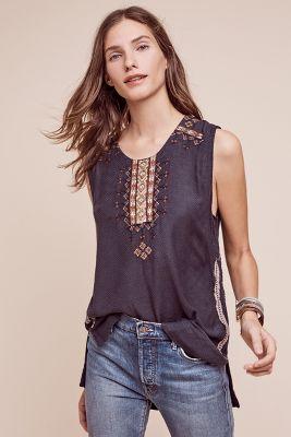 Burning Torch Golden Circle Embroidered Tank