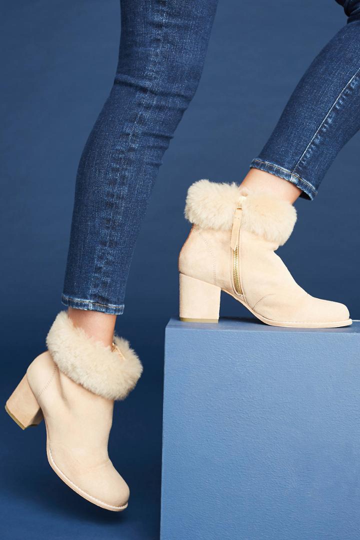Bill Blass Faux Fur-trimmed Booties