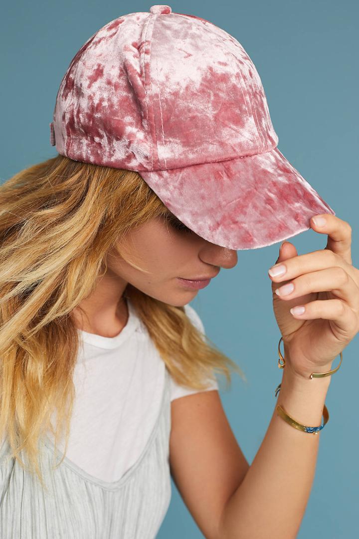 Anthropologie Crushed Velvet Baseball Cap