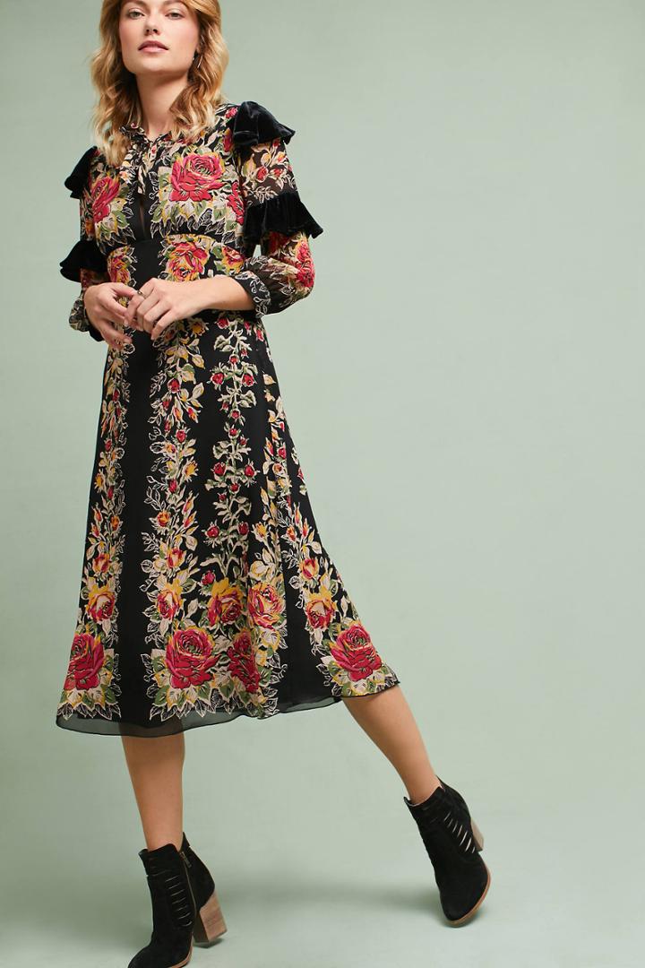 Anna Sui Ruffled Silk Dress