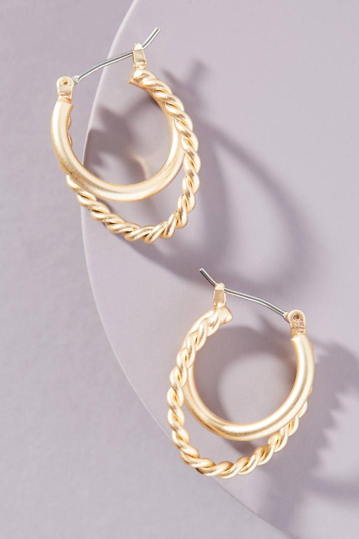 Anthropologie Paulina Double Twist Hoop Earrings