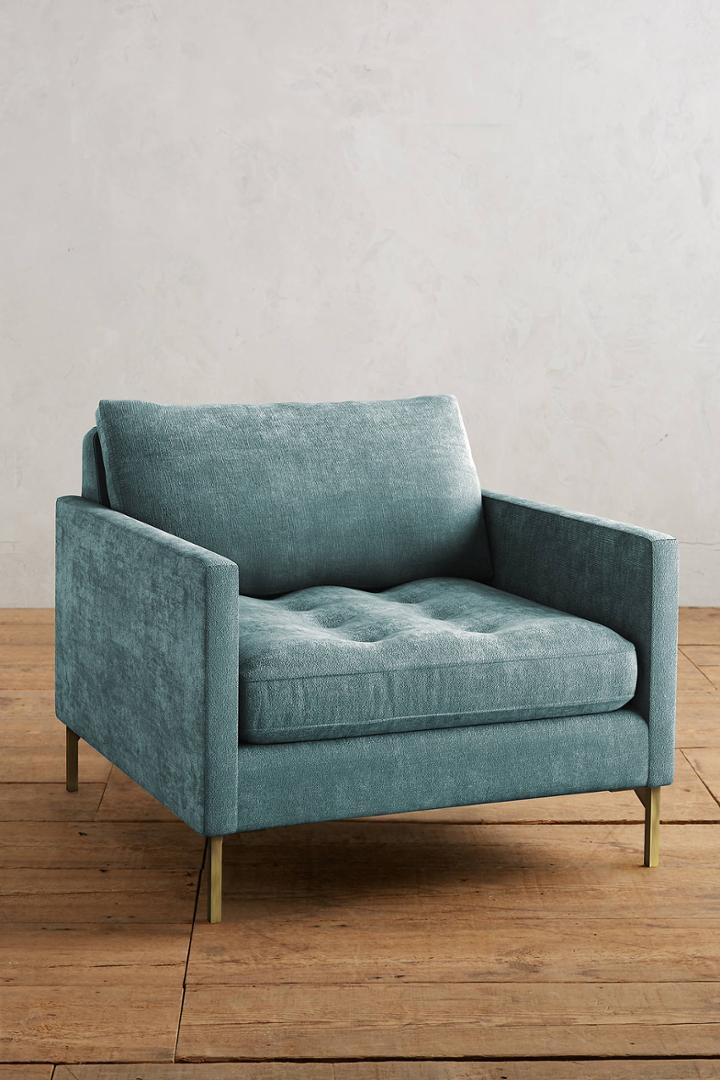 Anthropologie Slub Velvet Angelina Chair