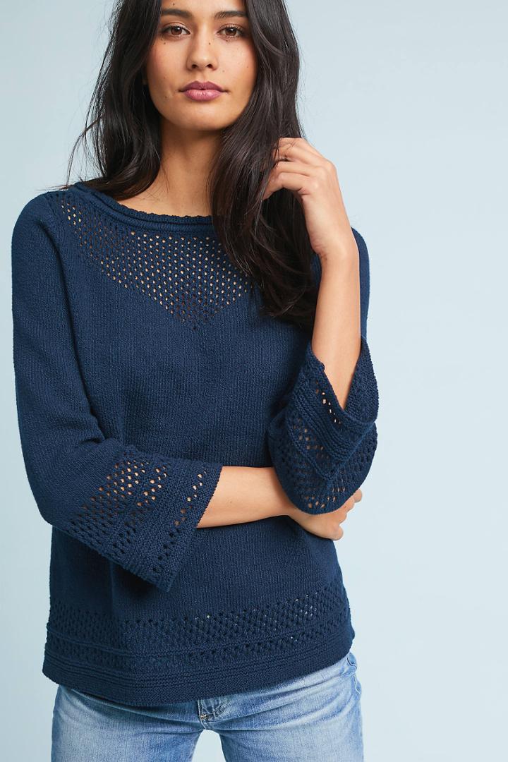 Field Flower Iris Pointelle Pullover