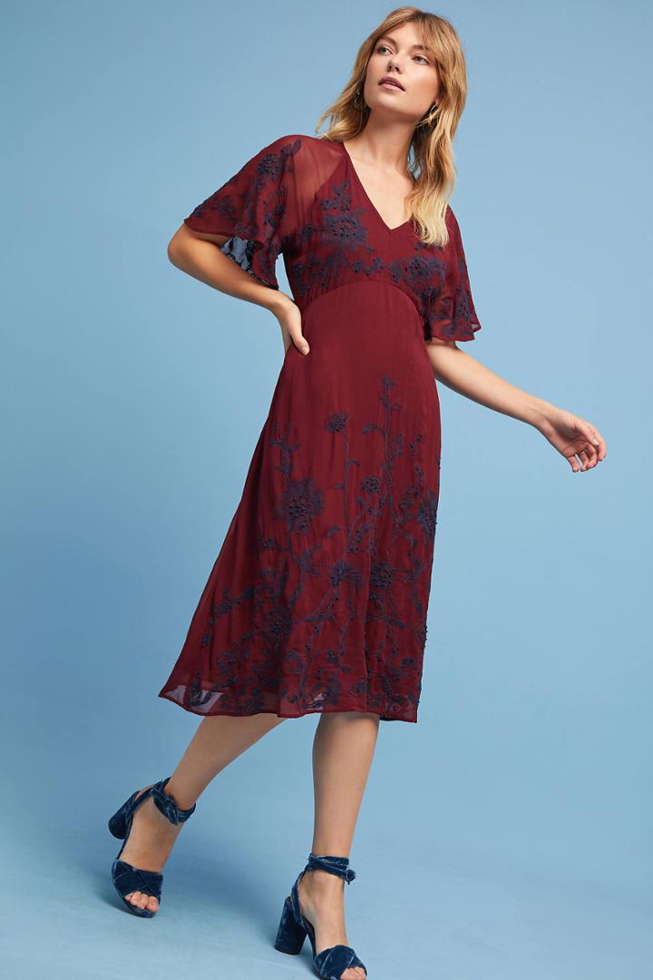 Maeve Francoise Embroidered Dress