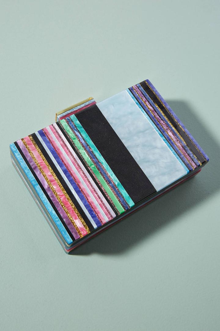 Anthropologie Striped Lucite Clutch