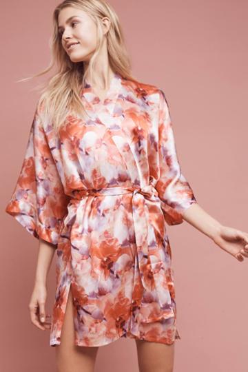 Samantha Chang Floral Silk Kimono Robe