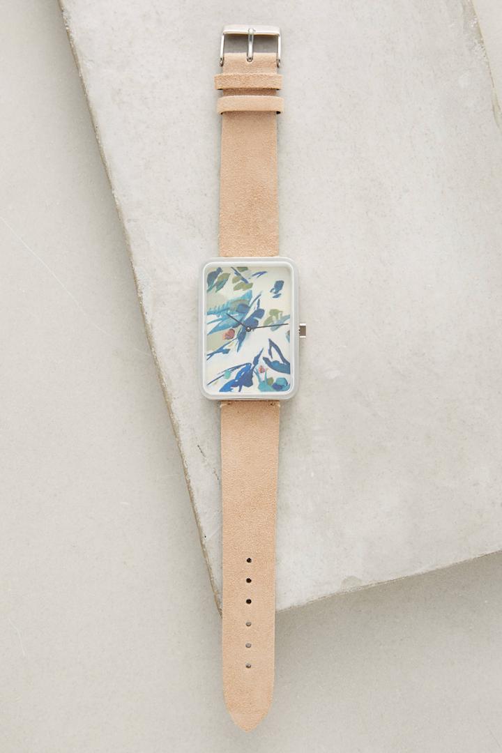 Anthropologie Blue Floral Print Watch