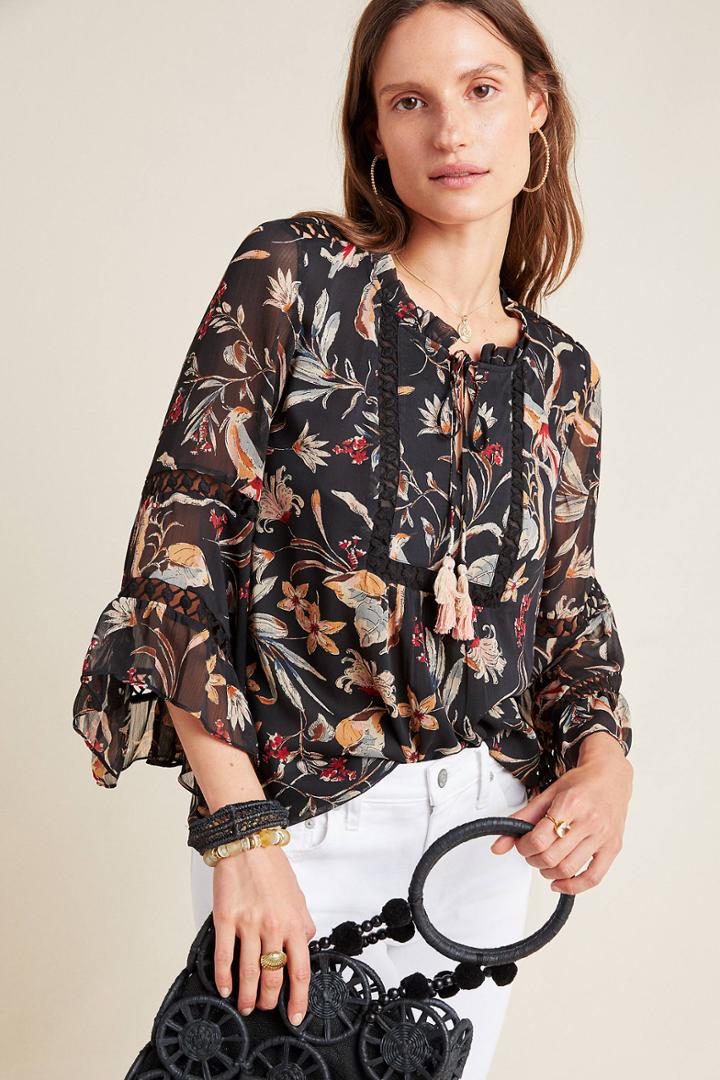 Maeve Odette Floral Peasant Blouse