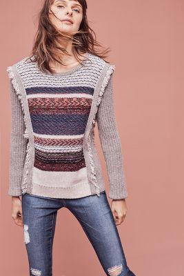 White + Warren Hazel Fringe Pullover