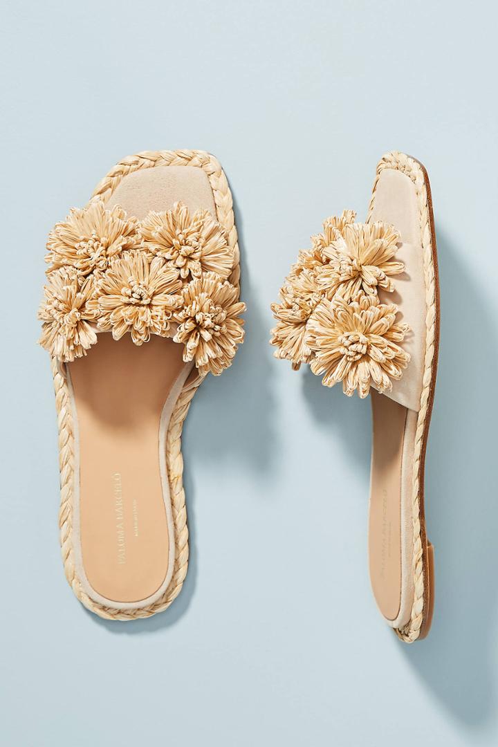 Paloma Barcelo Raffia Slide Sandals