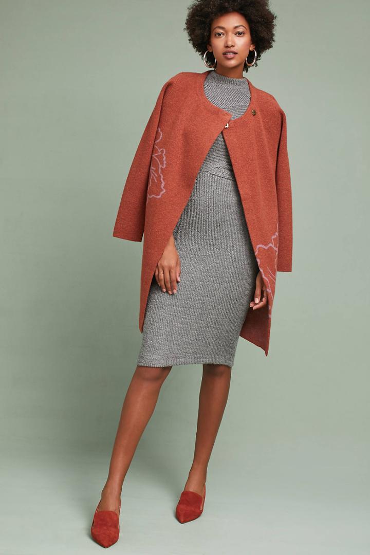 Field Flower Floral Intarsia Car Coat