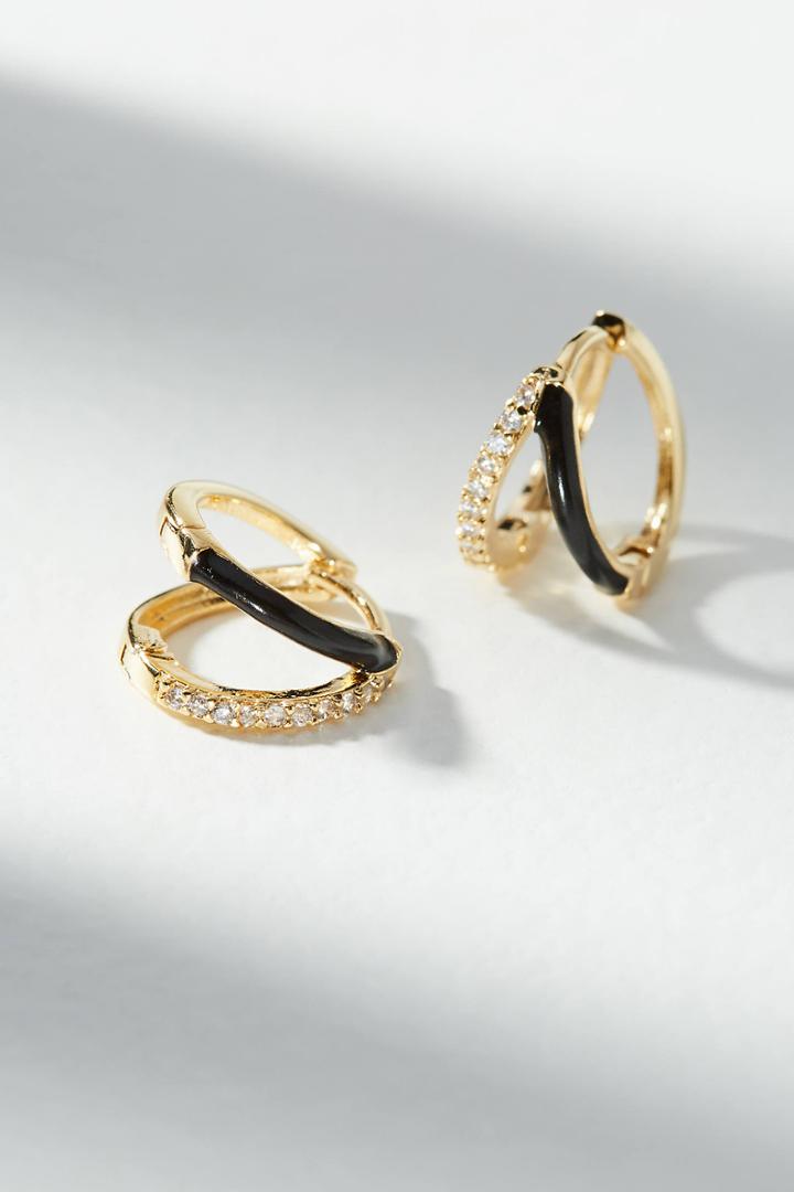 Anthropologie Mini Split Hugger Hoop Earrings