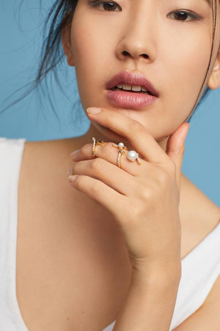 Gold Philosophy Pearl Galaxies Chain Ring