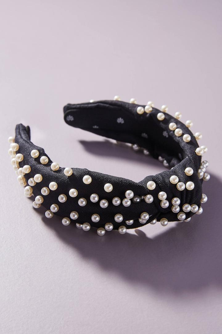 Lele Sadoughi Woven Pearl Knotted Headband