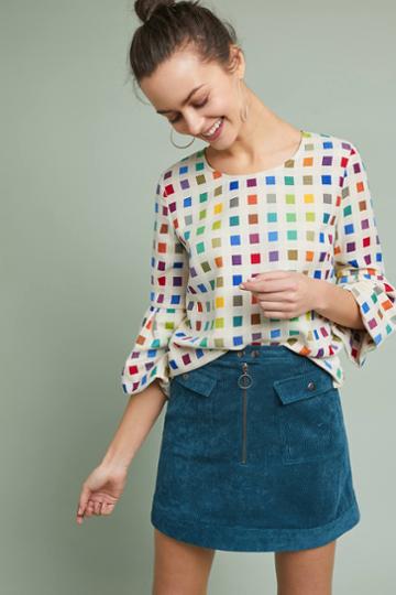 Isla Maude Mondrian Ruffle-sleeve Top