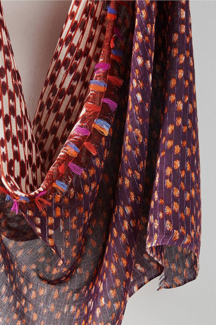 Elizabeth Gillett Ikat Fringed Scarf