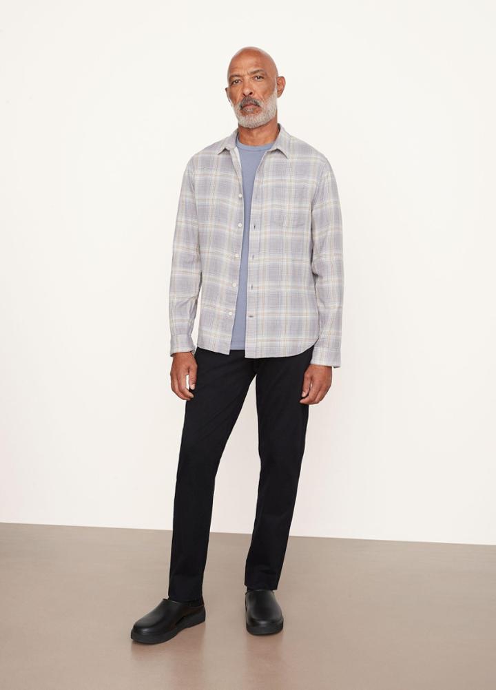 Vince Double Face Shadow Plaid Long Sleeve Shirt