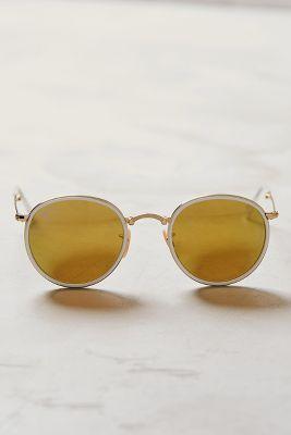 Ray-ban Folding Round Sunglasses Gold