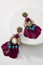 Ranjana Khan Purple Feather Drop Earrings