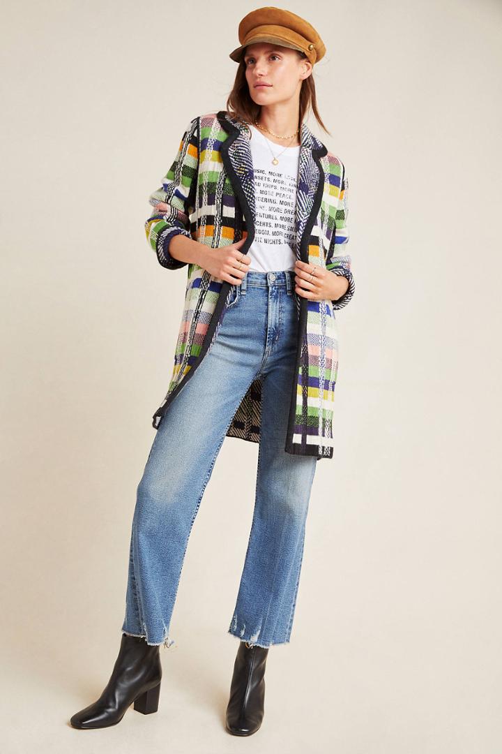 Aldomartins Shanley Plaid Wool Sweater Coat