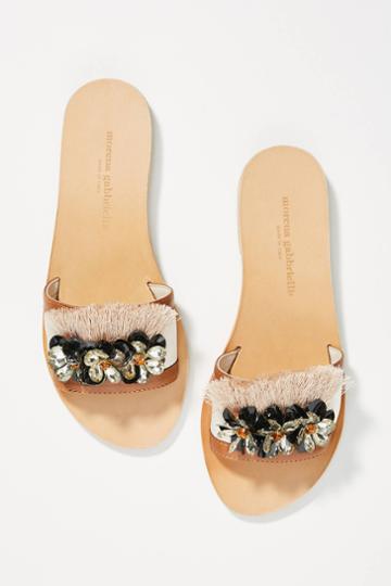 Morena Gabbrielli Raso Fringe Slide Sandals