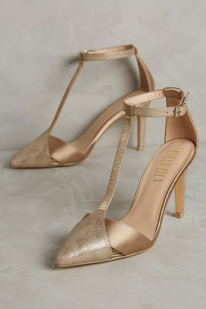 Billy Ella Metallic T-strap Heels