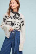 Cupcakes And Cashmere Geometric Bell-sleeved Sweater