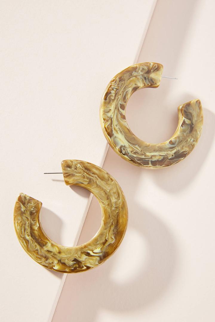 Anthropologie Marbled Resin Hoop Earrings