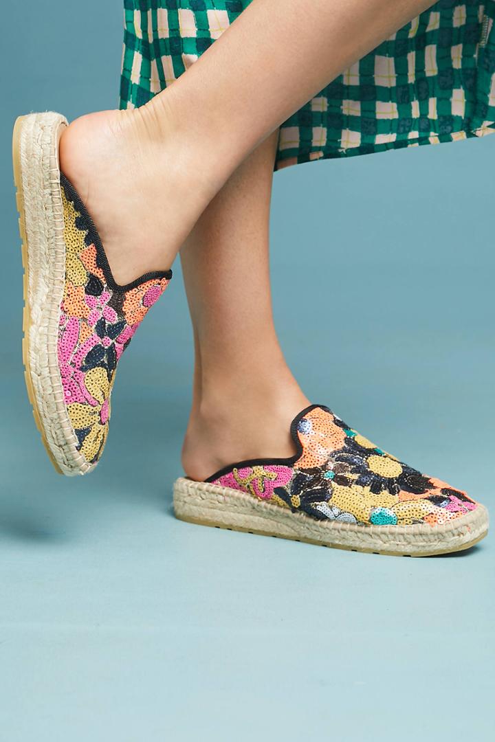 Anthropologie Maya Floral Espadrille Slides