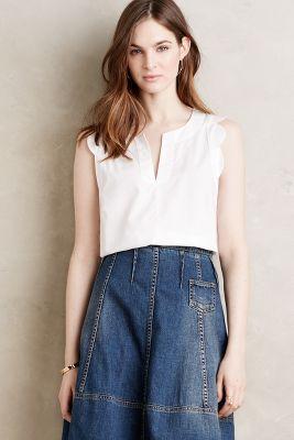 Maeve Scalloped Poplin Tank
