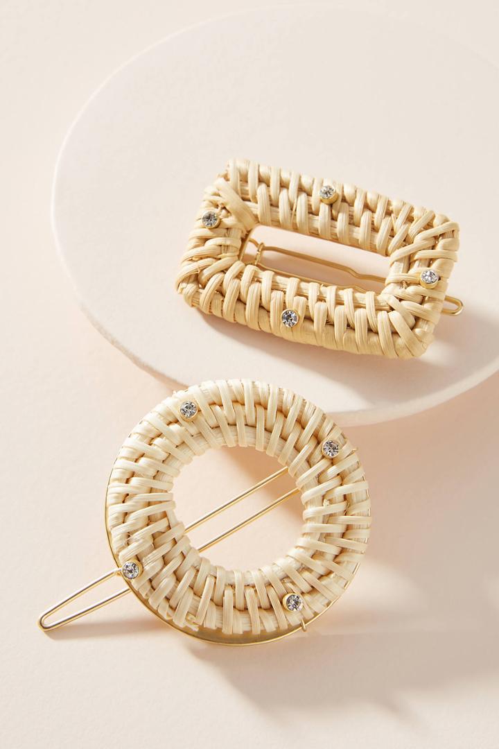 Anthropologie Woven Shapes Hair Barette Set