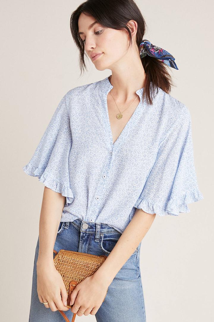 Maeve Aveiro Flutter-sleeved Buttondown