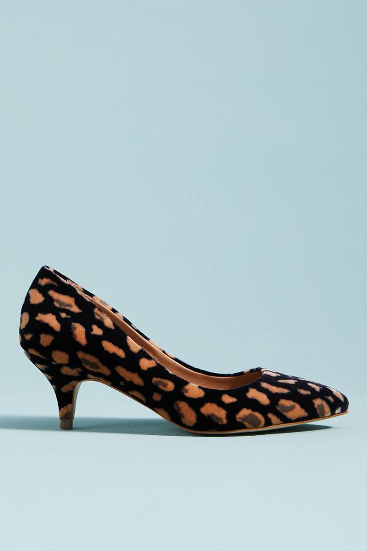 Anthropologie Abstract Velvet Kitten Heels