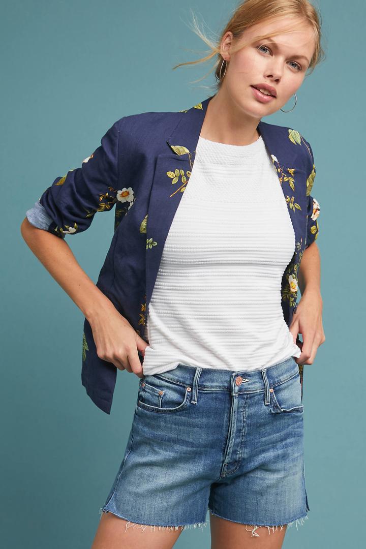 Mother The Saint High-rise Frayed Denim Shorts