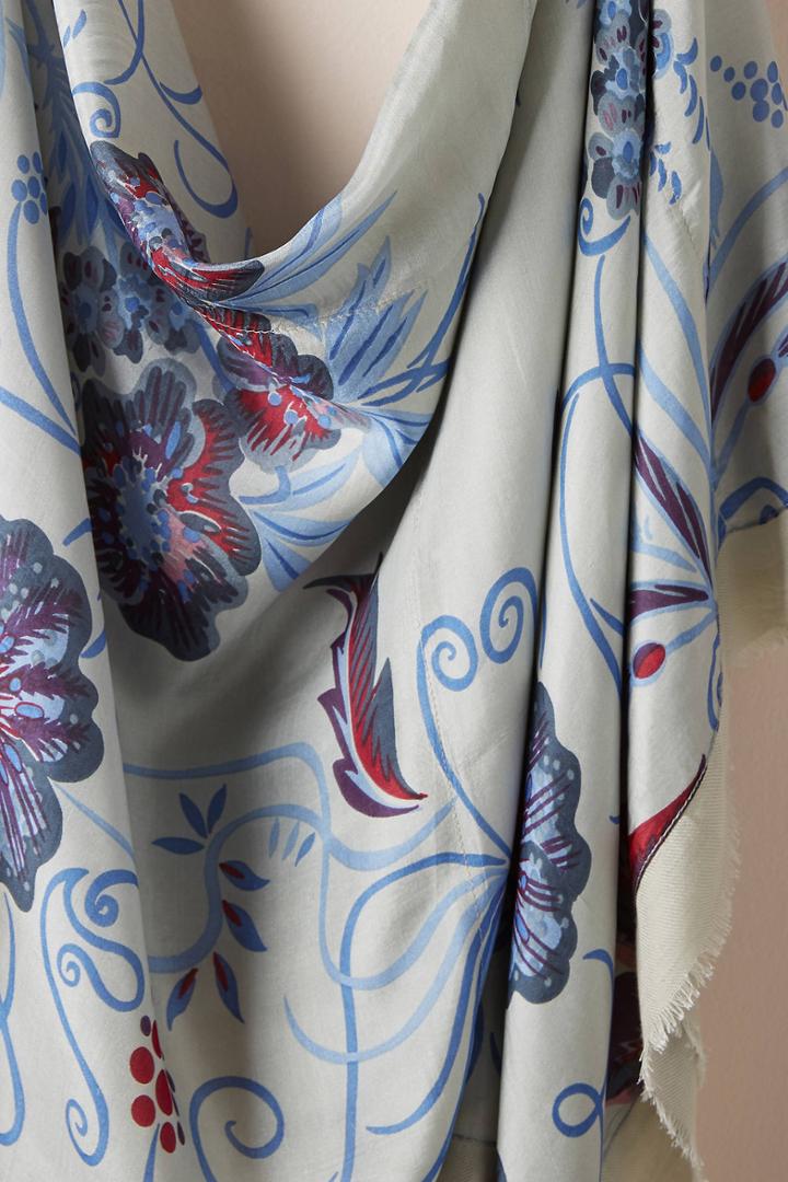 Erfurt Bursting Florals Frayed Scarf