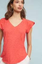 Left Of Center Parc Flutter-sleeve V-neck Tee