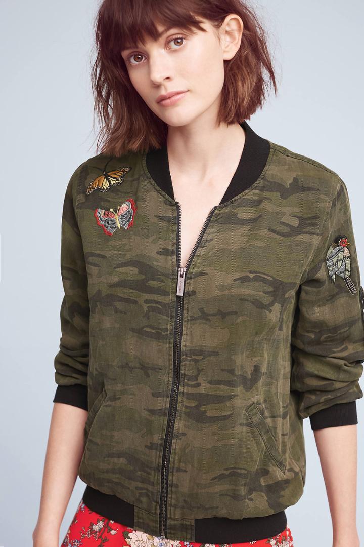 Sanctuary Embroidered Camo Bomber