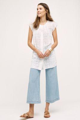 Level 99 Cropped Chambray Wide-legs