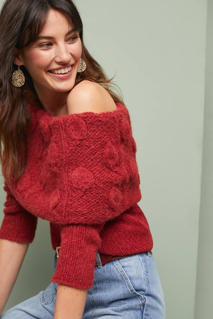Stella Pardo Winter Rose Off-the-shoulder Sweater