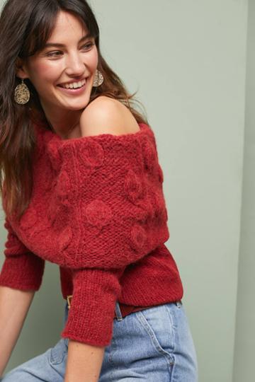 Stella Pardo Winter Rose Off-the-shoulder Sweater